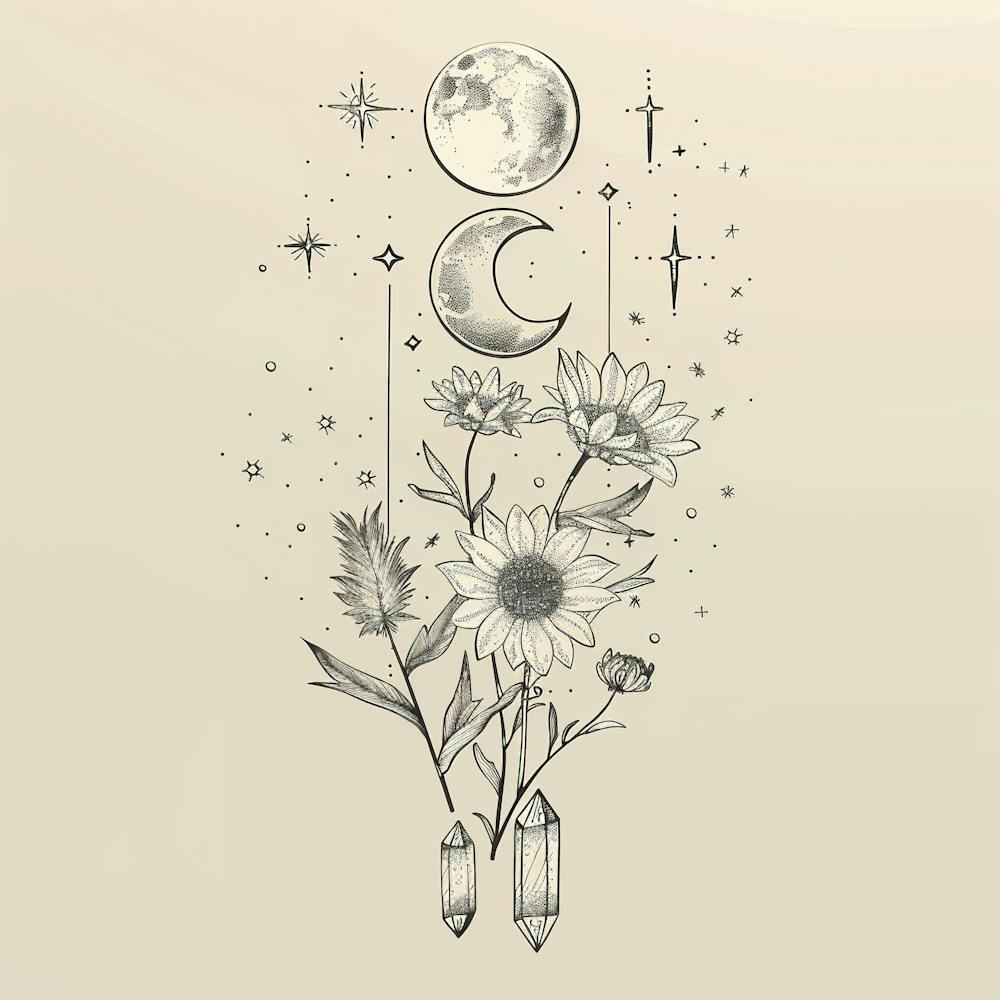 Minimalist Boho Celestial Moon 7