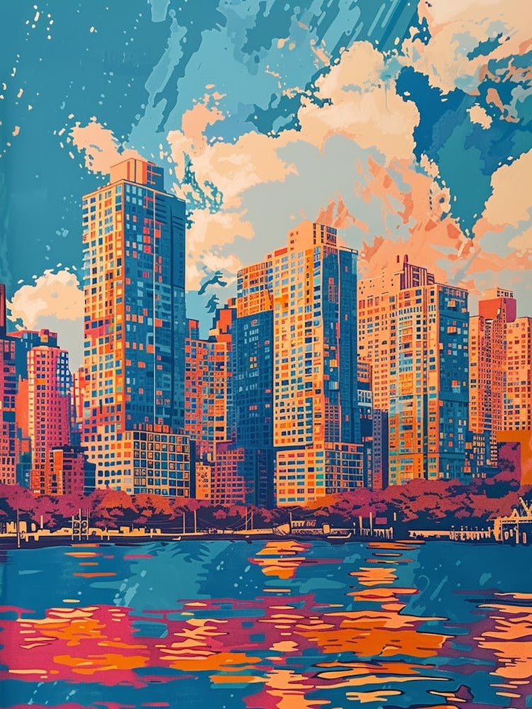 Long Island City New York Colourful Silkscreen Illustration 2