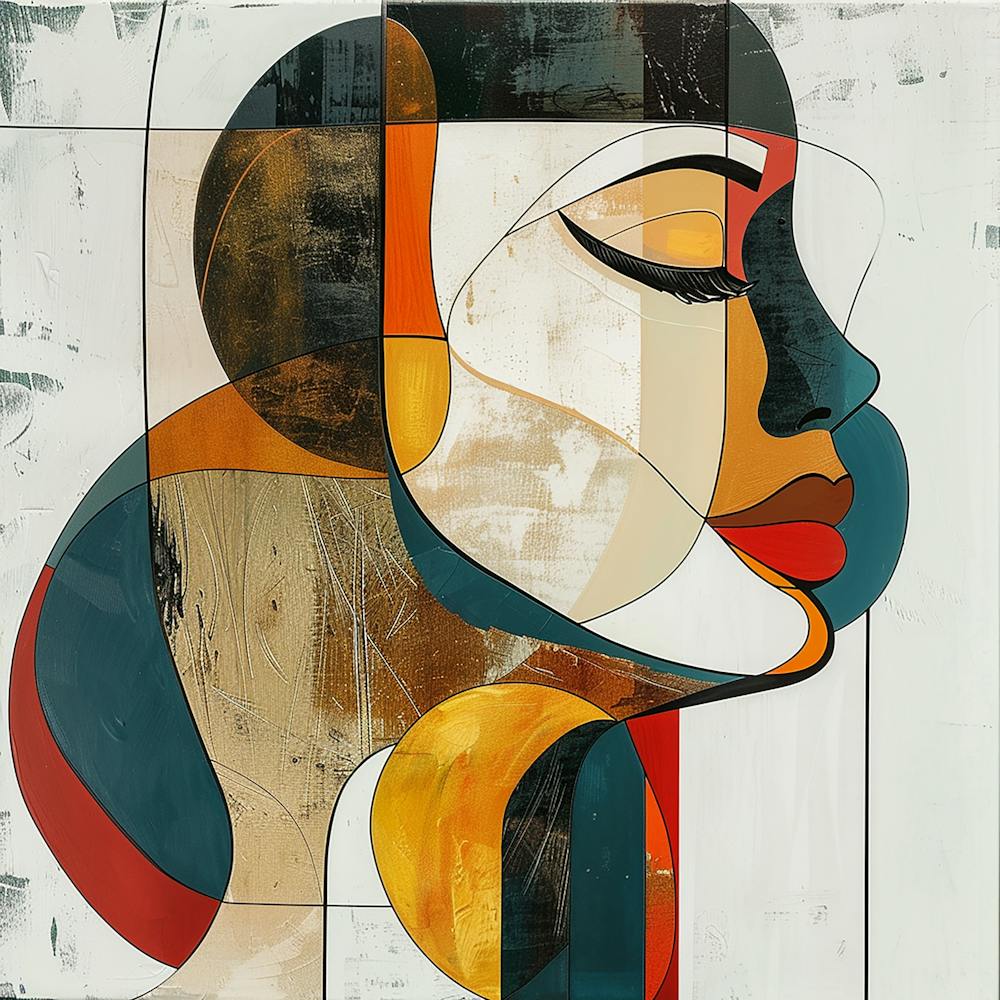 Abstract Woman'S Face 4 - colorful cubism, cubism, cubist art,    abstract art, abstract painting  city wall art, colorful wall art, home decor, minimal art, modern wall art, wall art, wall decoration, wall print colourful wall art, decor wall art, digita