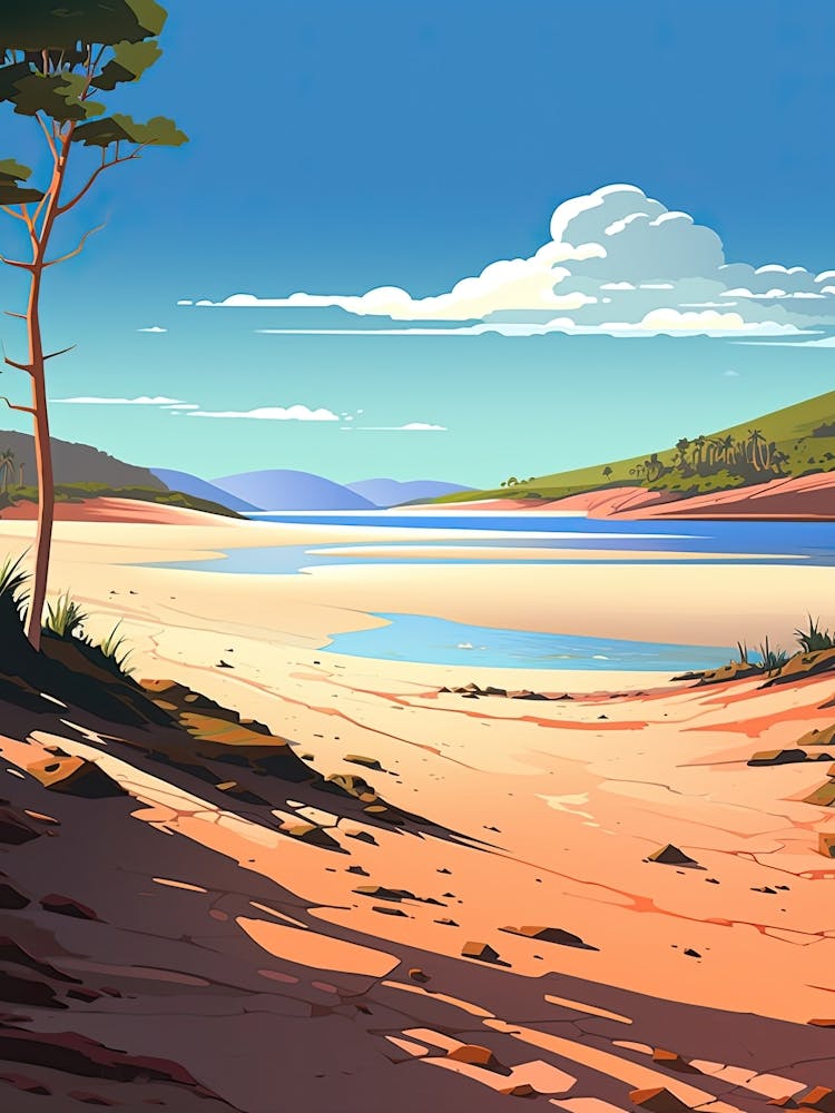 Whitehaven Beach, Australia, Flat Illustration 2