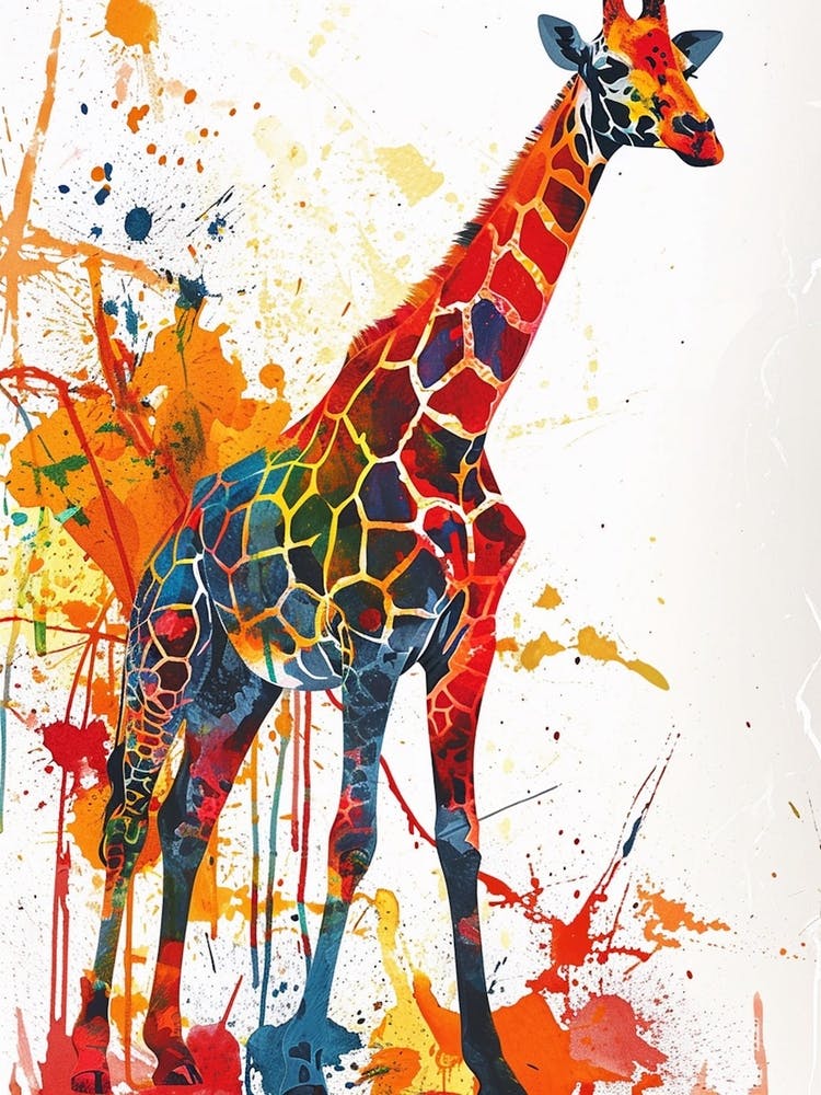 Giraffe Colourful Watercolour 2