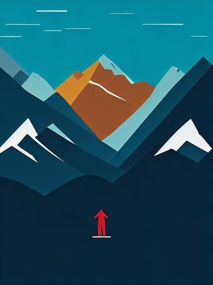 Sölden, Austria Modern Illustration Skiing Poster