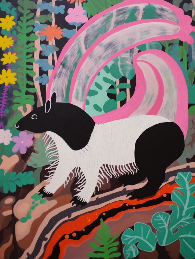 Maximalist Animal Painting Skunk