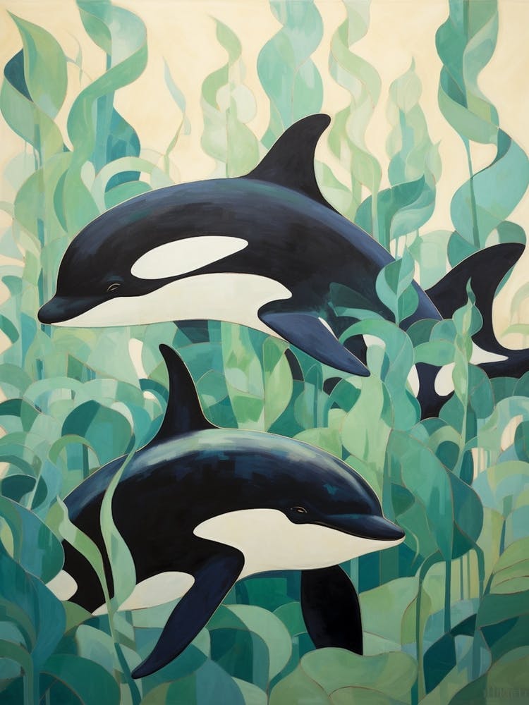 Matisse Style Orca Whales 1