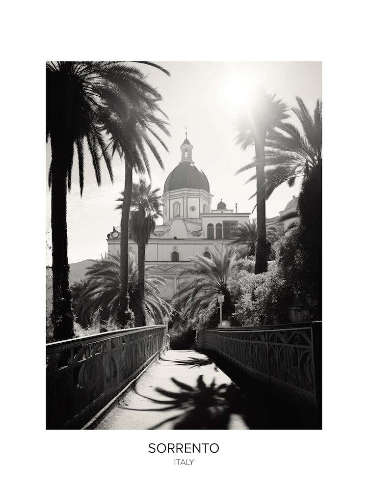 Poster Of Sorrento, Italy, Black And White Photo 1