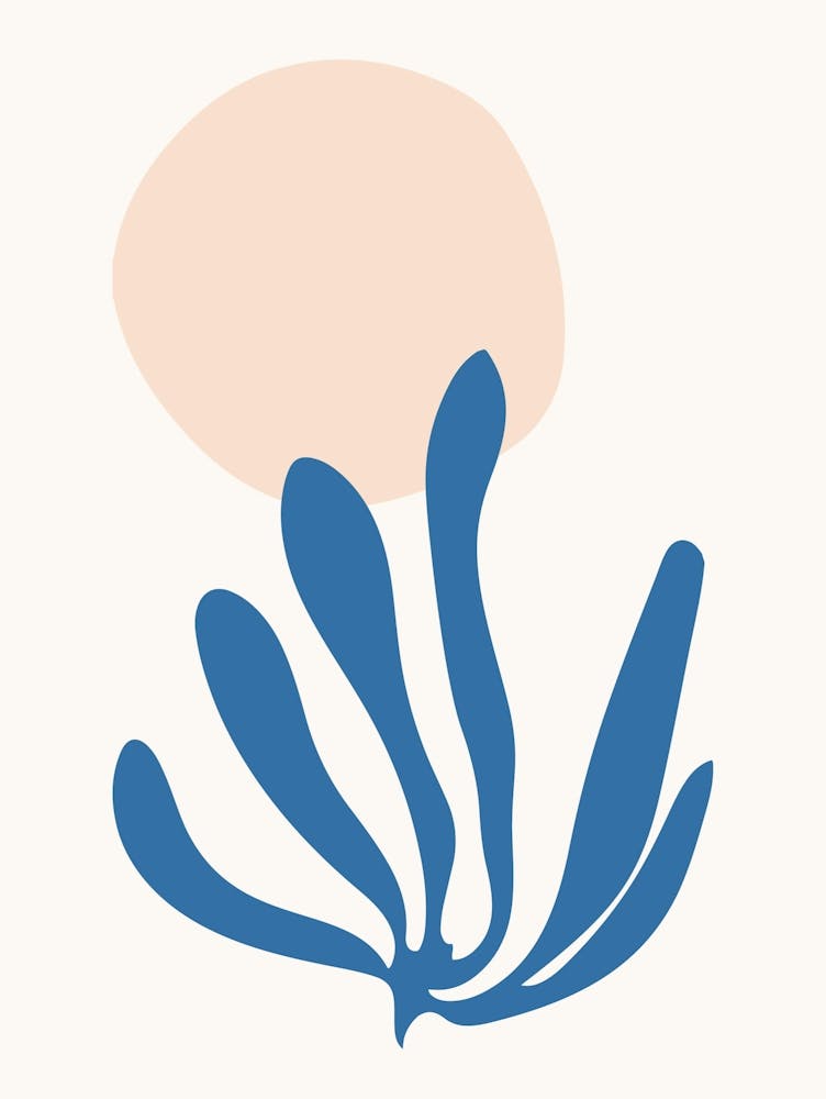 Matisse inspired Celadon Blue and Peach Leaf Cutout