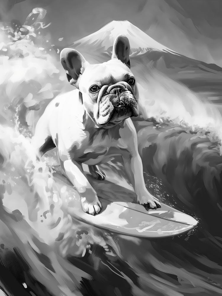 Bouledogue Français Faisant du Surf