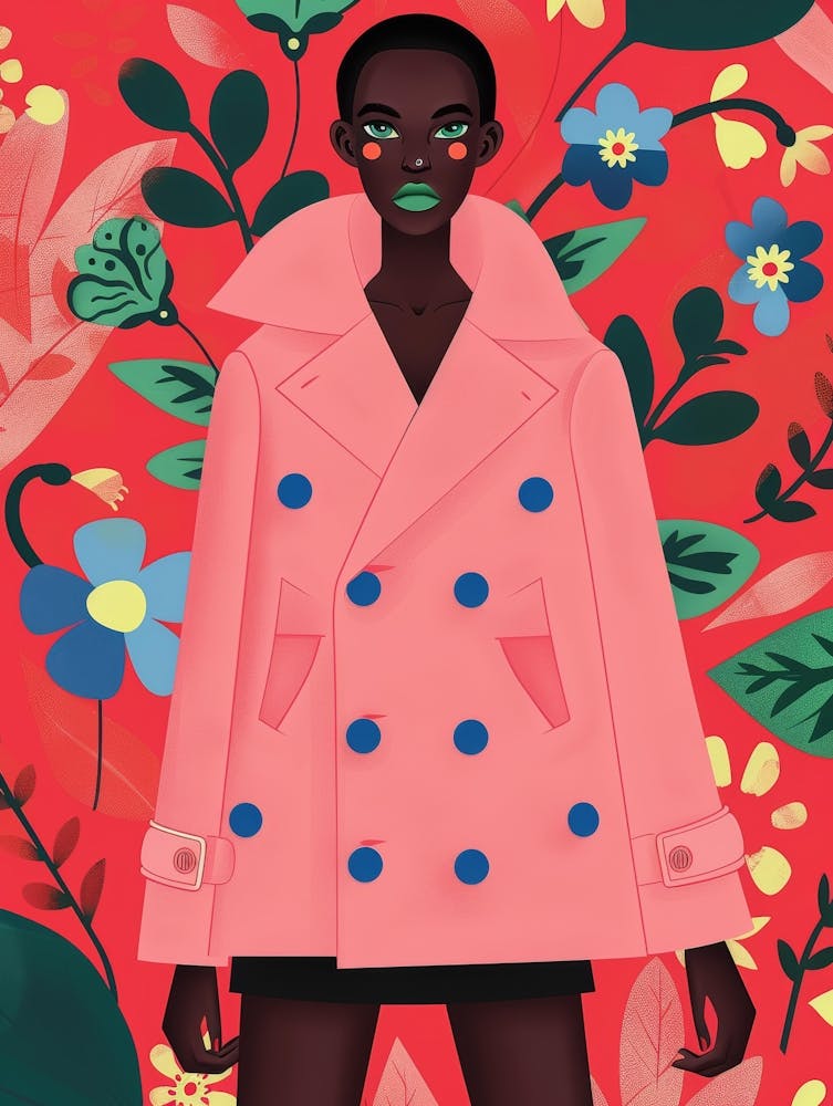 Black Woman In A Pink Coat