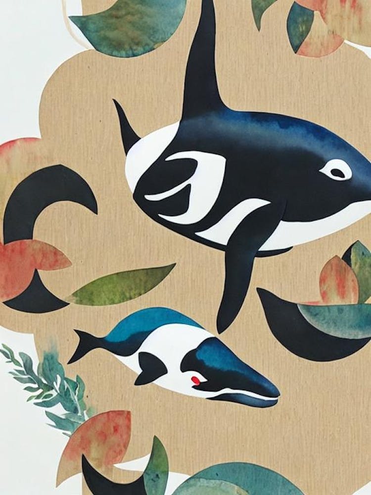Orca (Killer Whale) Vintage Graphic Watercolour