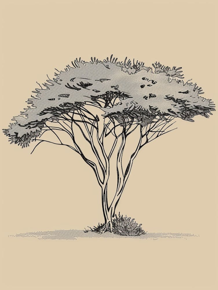 Acacia Tree Minimalistic Drawing 2