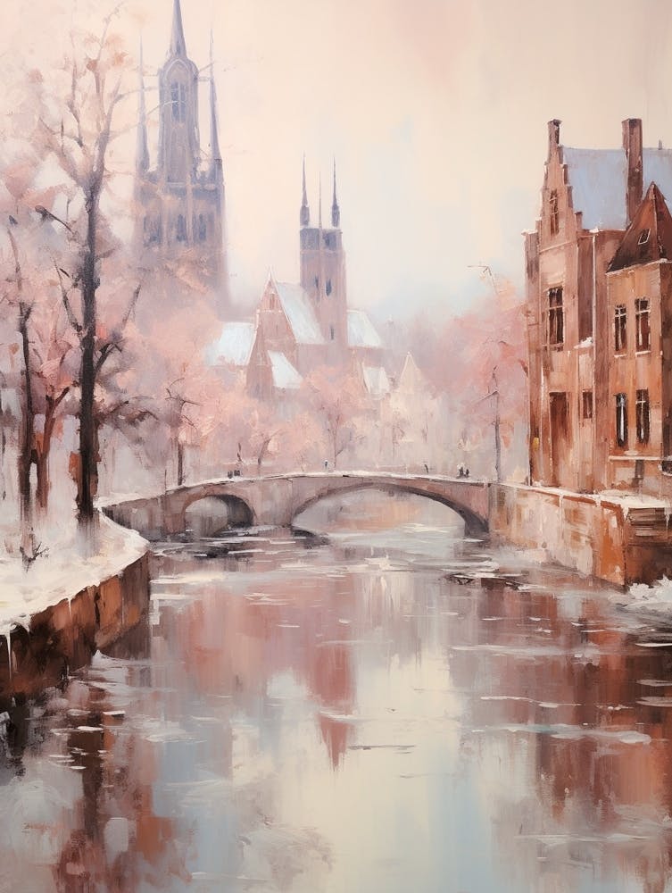 Dreamy Winter Painting Bruges Belgium 2
