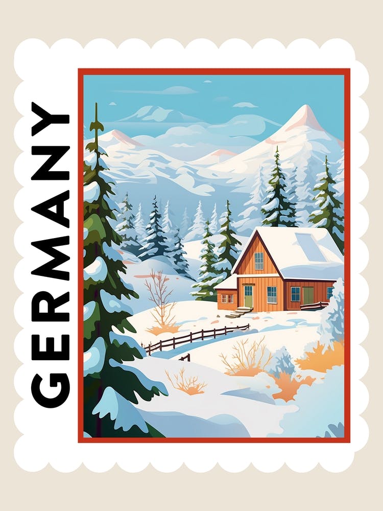 Retro Winter Stamp Poster Bavaria Germany 2