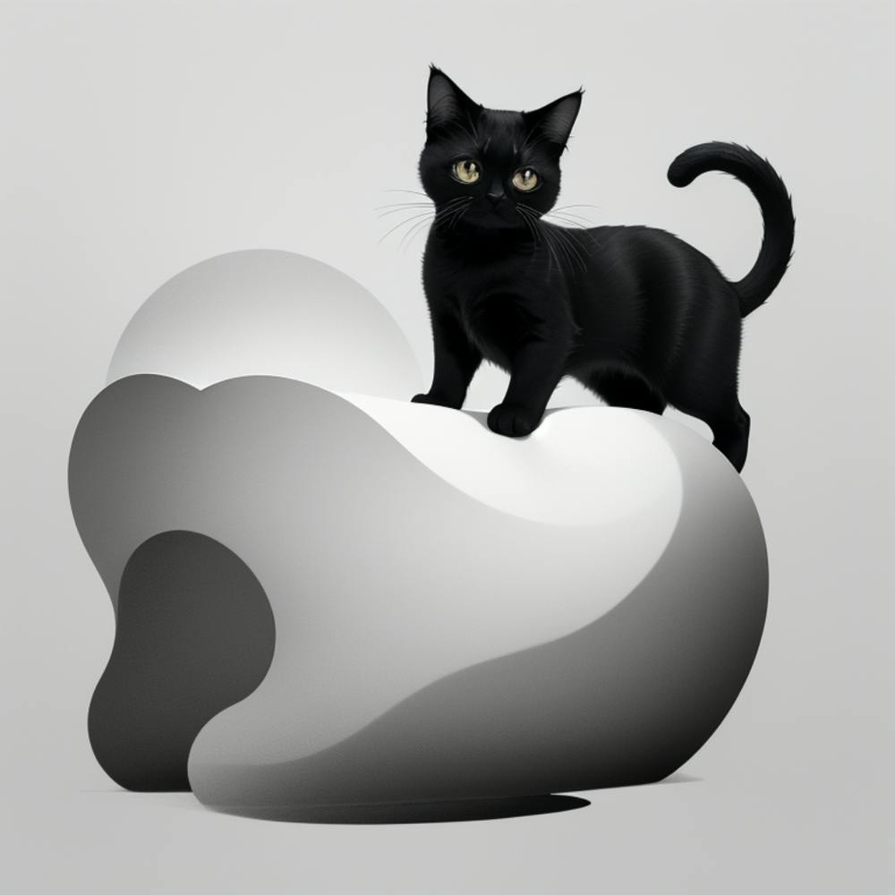 Schwarze Katze auf einer Wolke