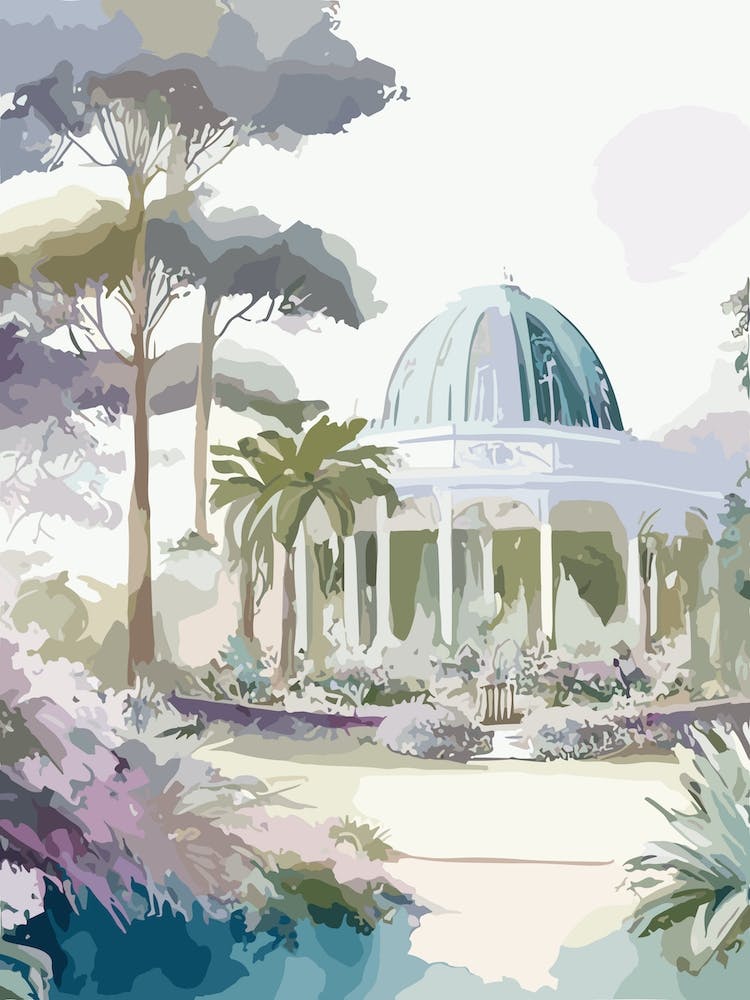 Auckland Domain Wintergardens, 1, New Zealand Pastel Watercolour