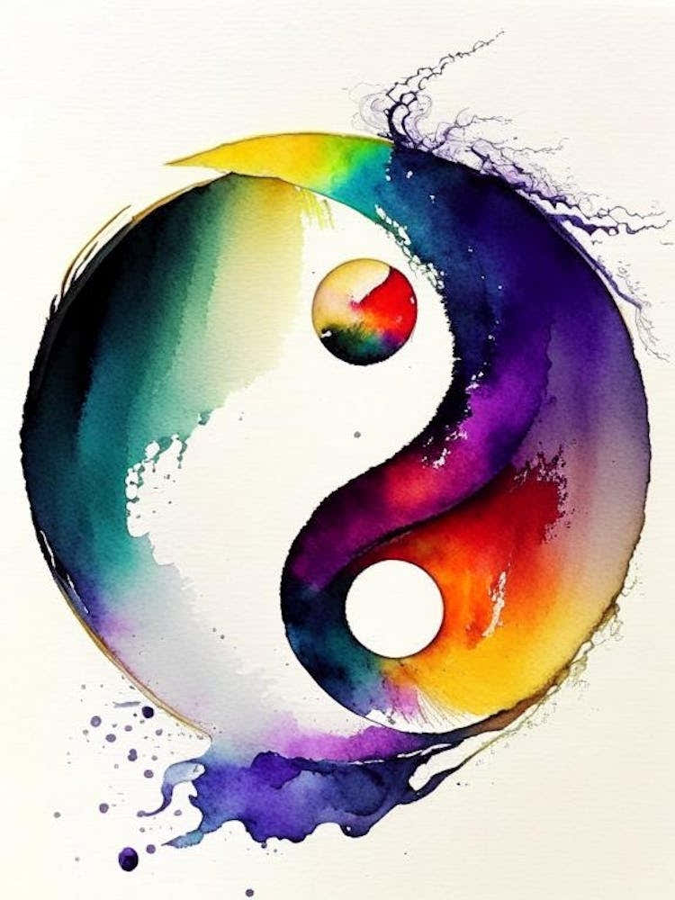 Colourful Yin And Yang 3 Japanese Ink