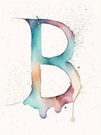 B, Letter, Alphabet Minimalist Watercolour 5