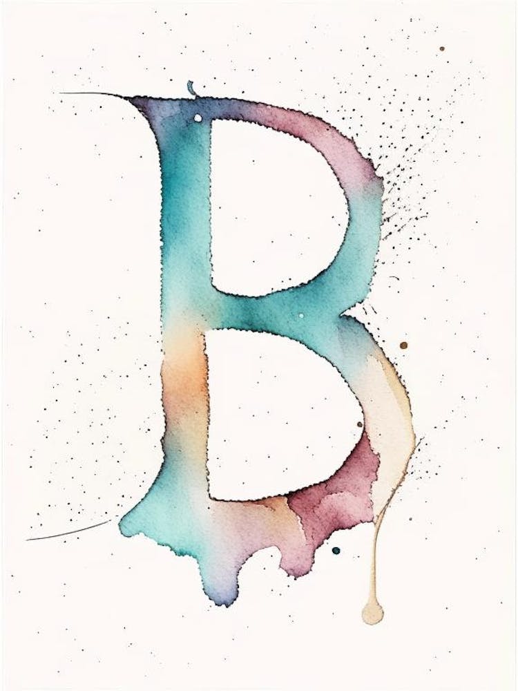 B, Letter, Alphabet Minimalist Watercolour 5