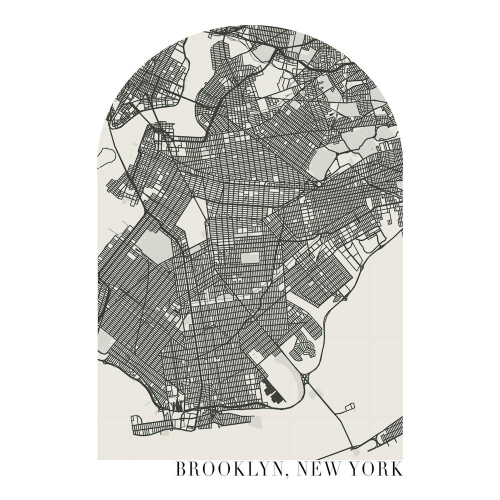 Brooklyn New York Boho Minimal Bogen-Stadtplan 1