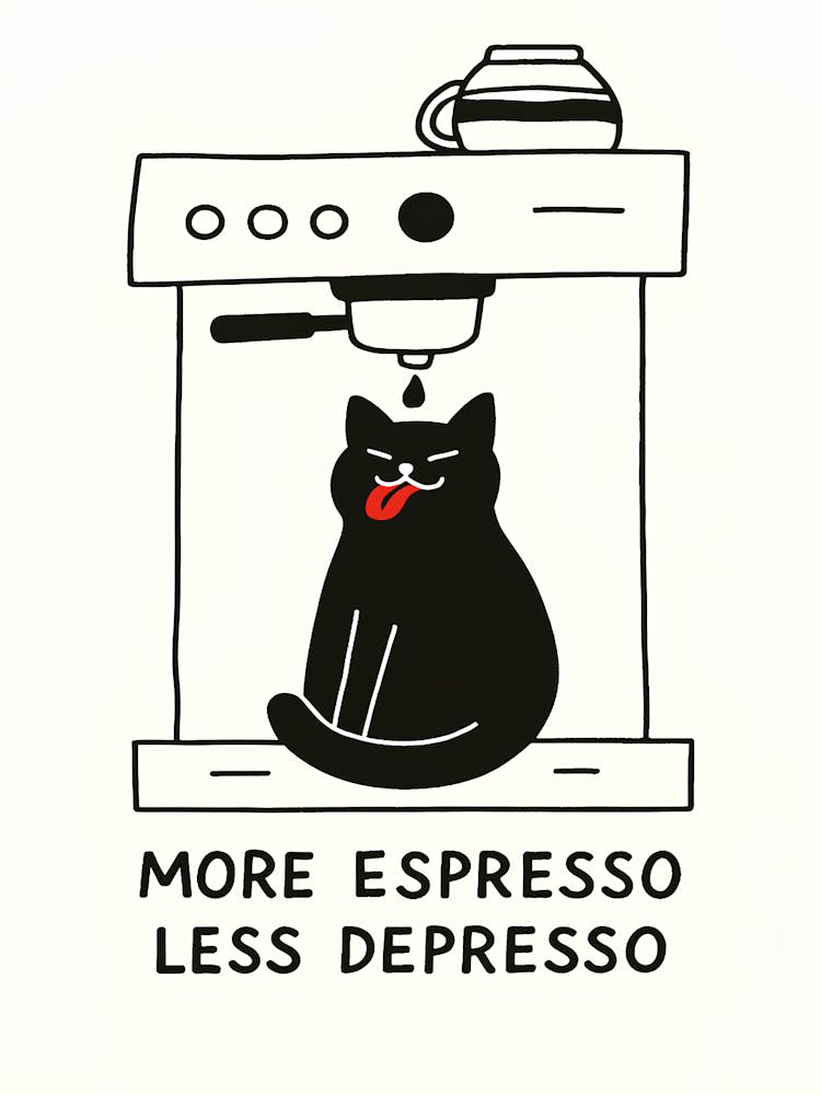 Coffee Cat More Espresso Less Depresso