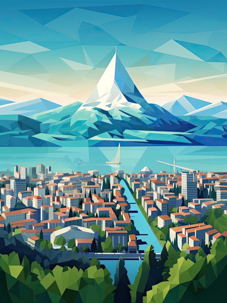 Geneva, Switzerland, Geometric Illustration 3