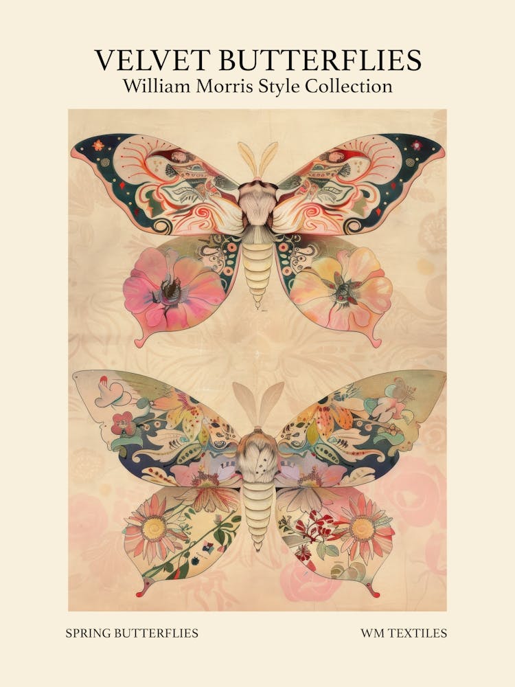 Velvet Butterflies Collection Spring Butterflies William Morris Style 3