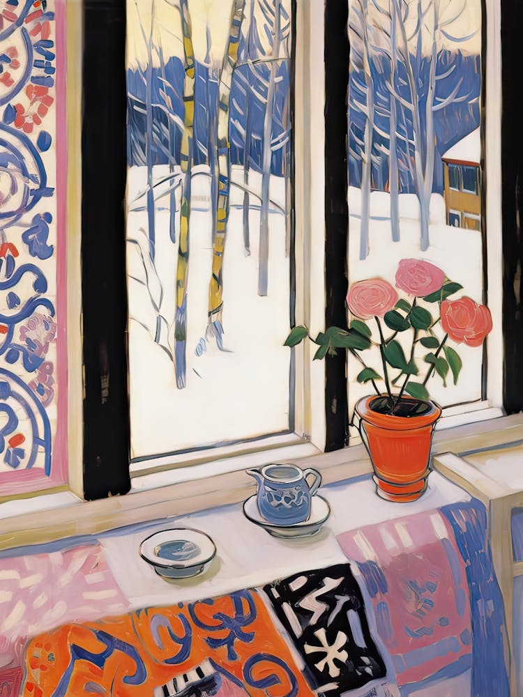 Le Rebord de Fenêtre de Rovaniemi Finlande Neige inspirée par Matisse 3
