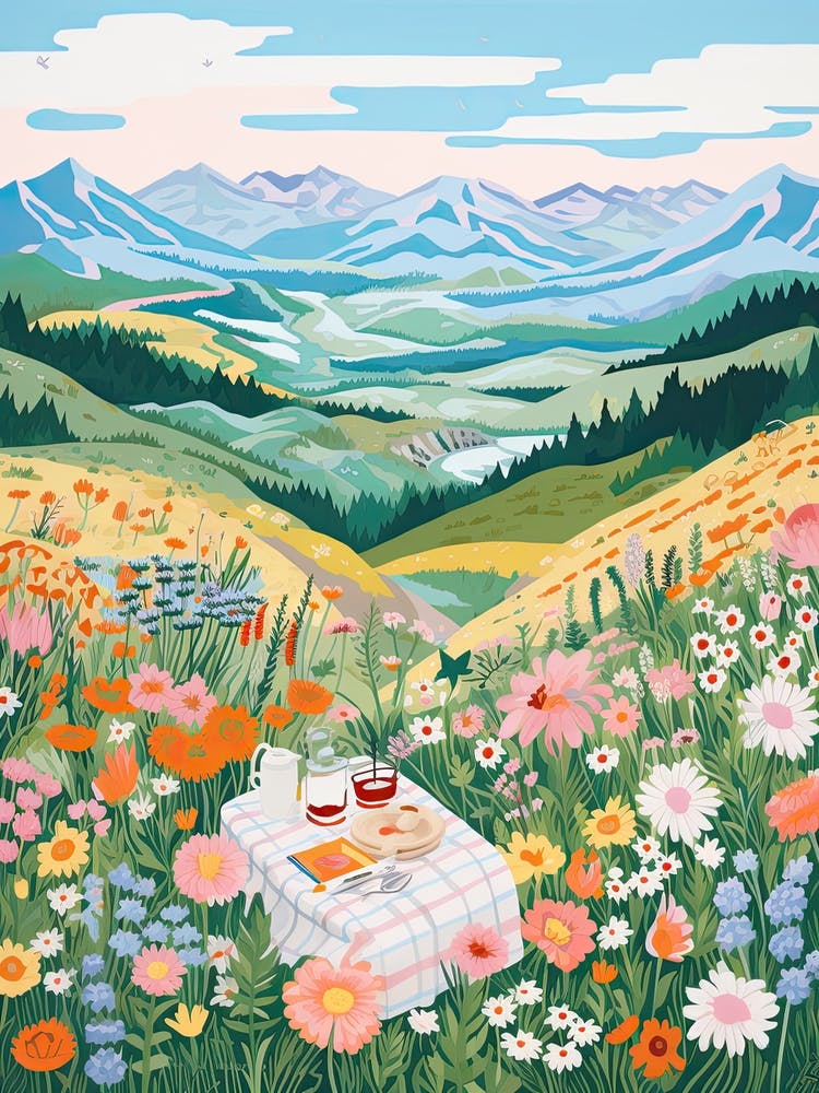 Summer Picnic With Flowers
