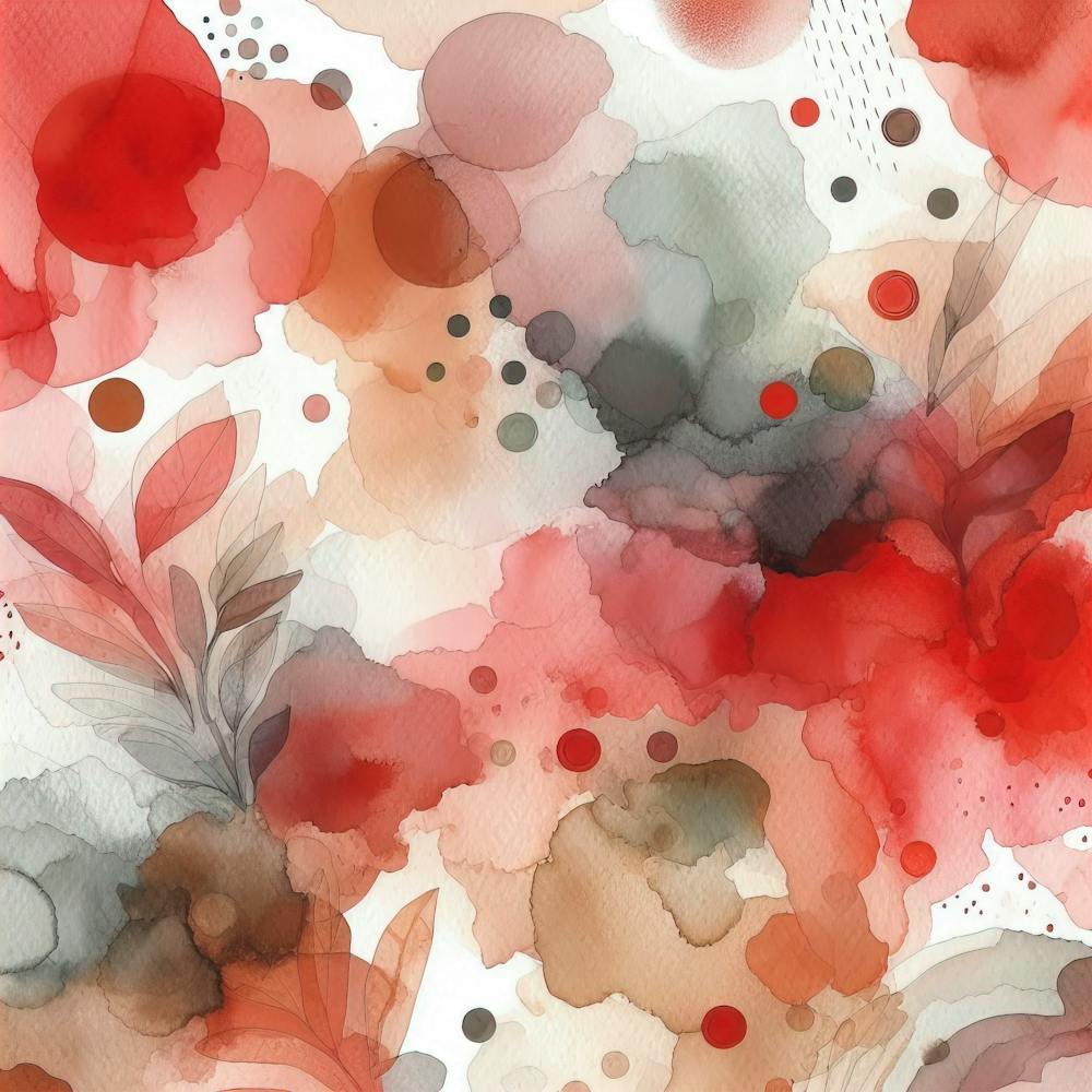 Abstract Watercolor Red Sage Red Olive Light Brown