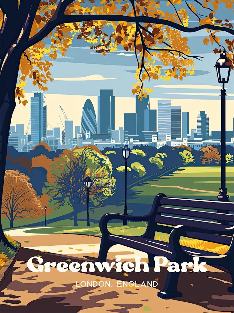Greenwich Park Outdoor Travel Illustration