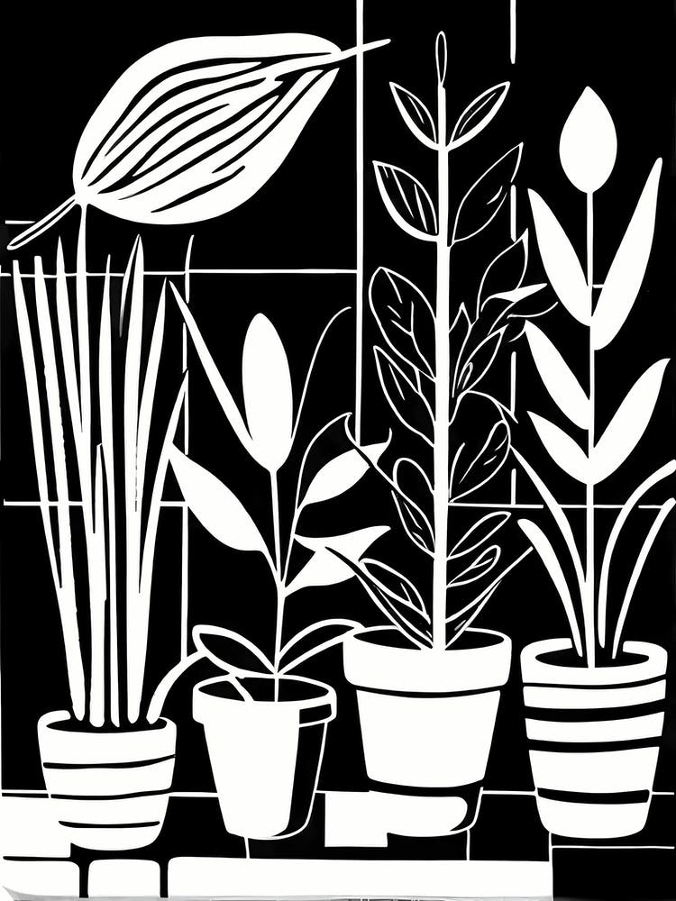 Lion cut inspired Black and white Garden plants & flowers art, Gardening art, 232