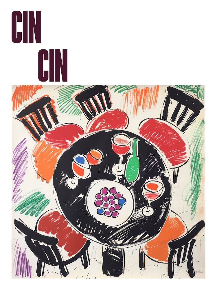 Cin Cin Poster Wine With Friends Matisse Style 2