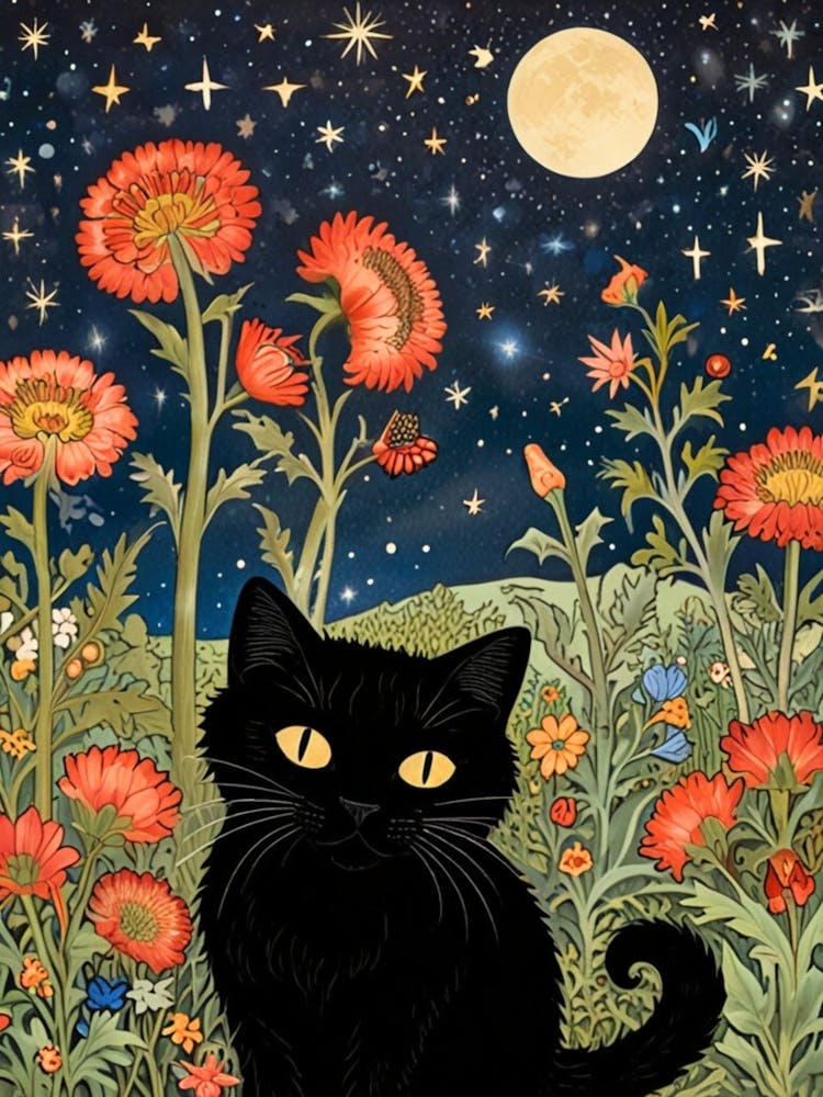 William Morris Black Cat In The Meadow 4
