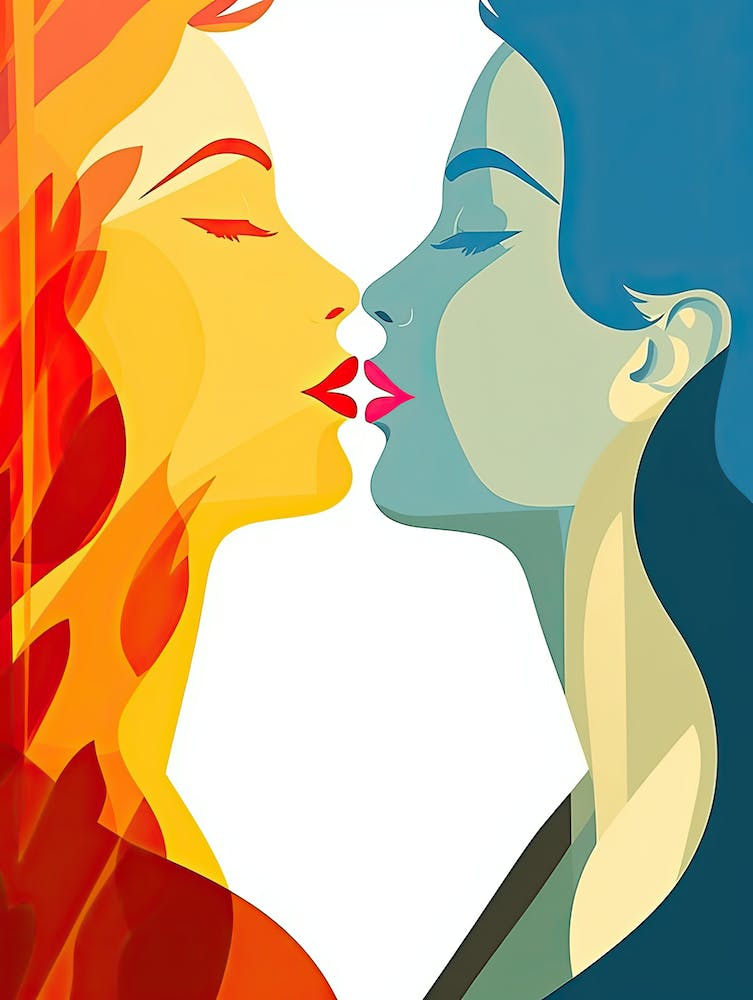 Two Women Kissing, Erotic art 1