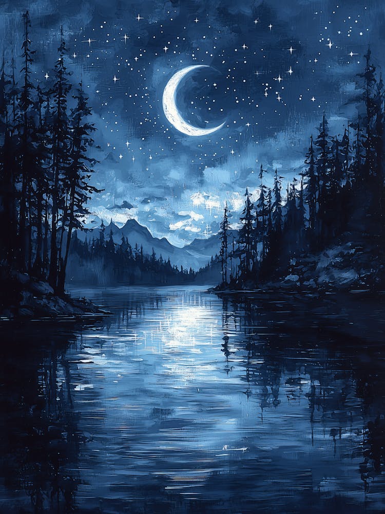 Night In The Forest, Monochrome, Charcoal Art