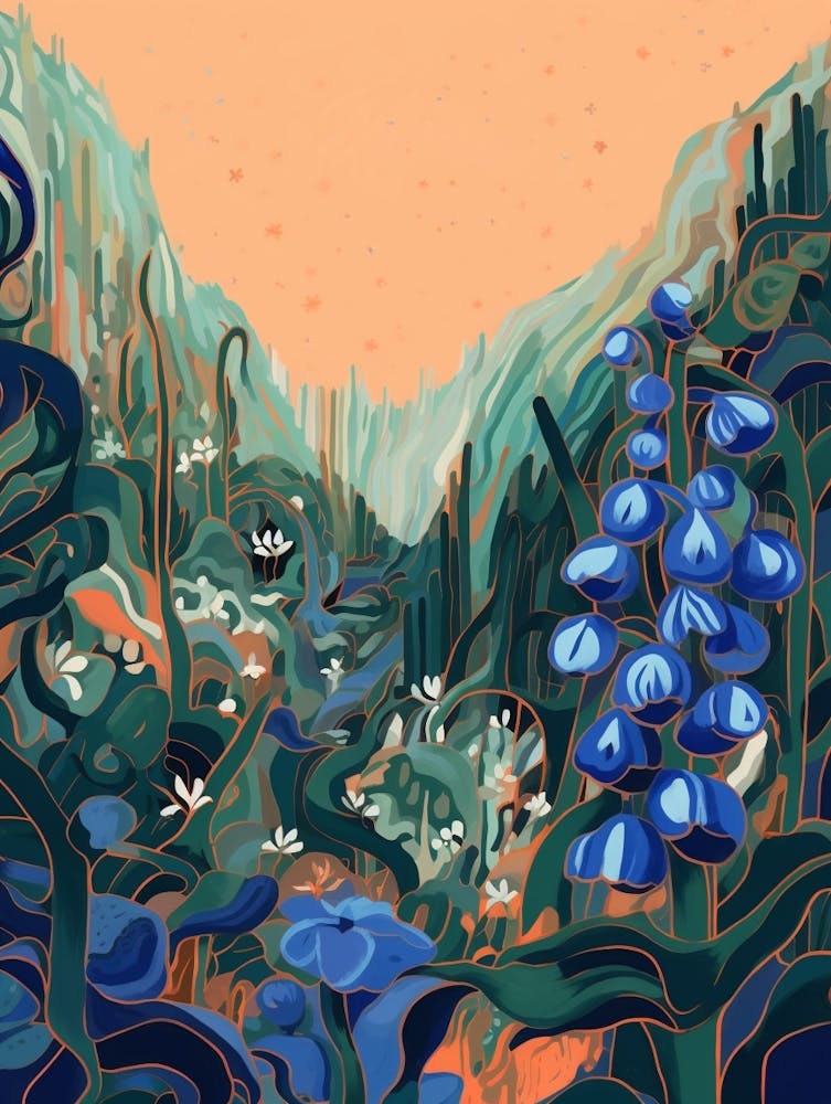 Boho Wildblumen-Gemälde Virginia Bluebells 3