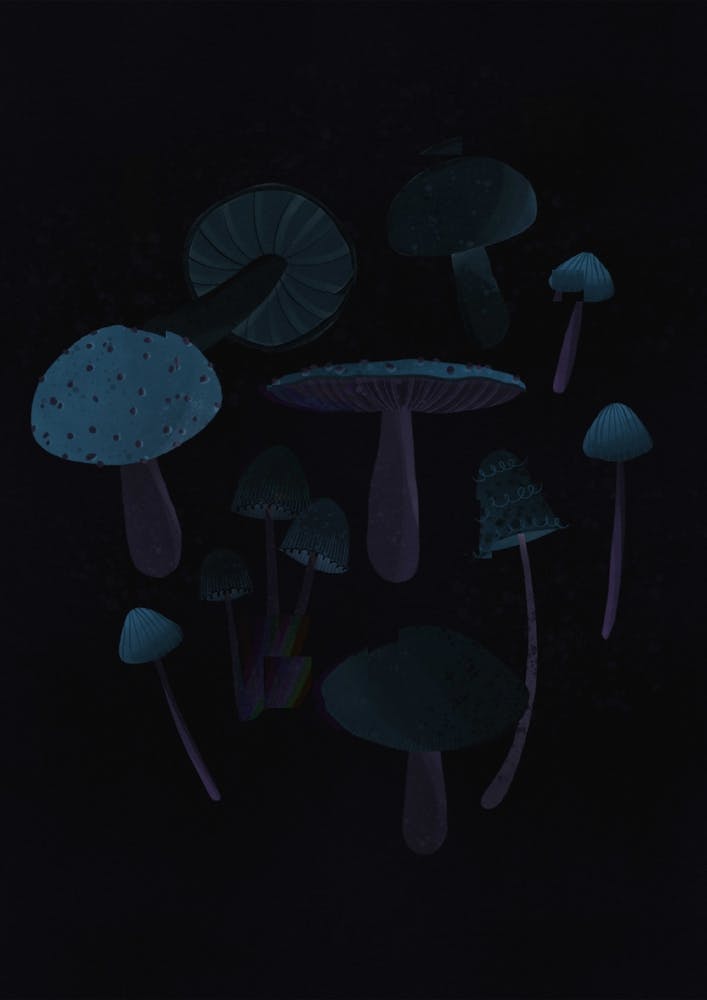 Dark Turquoise Mushrooms
