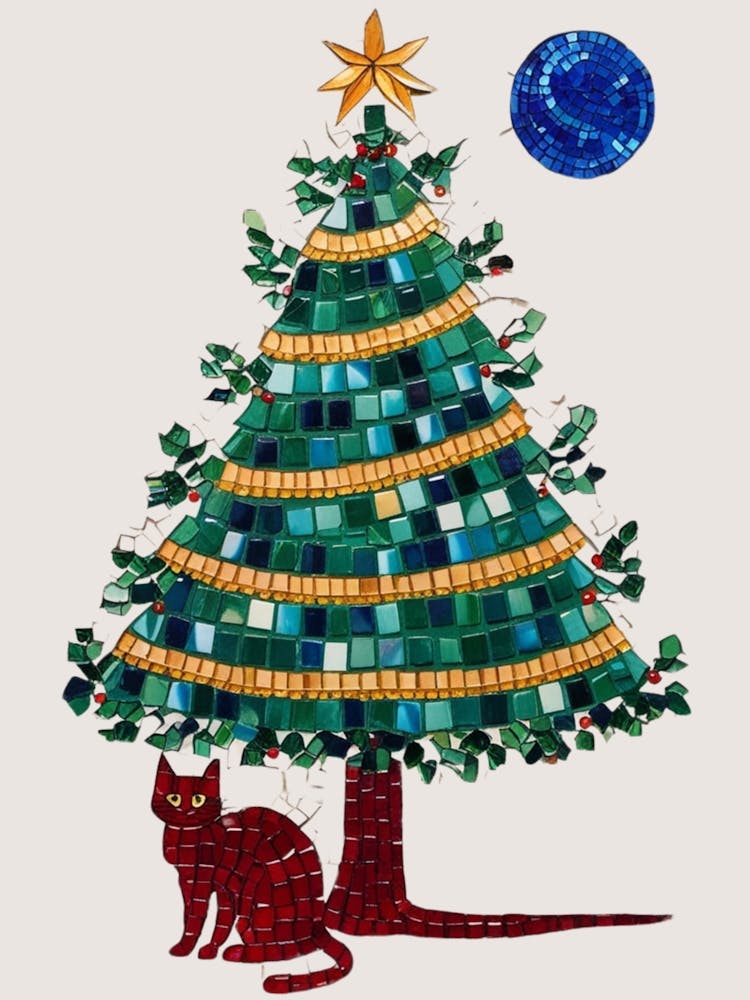 Christmas Tree With Cat 1