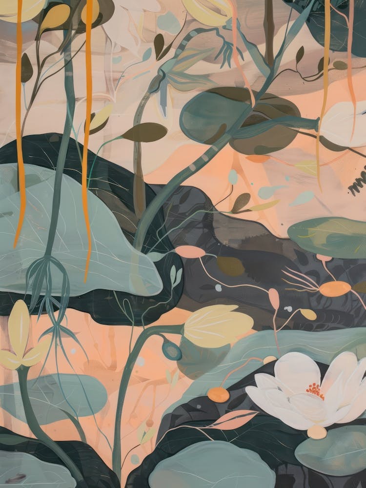 Frogs Pastels Jungle Illustration 1