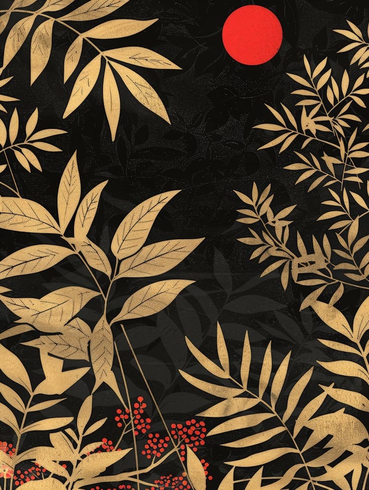 Asian Background With Leaves