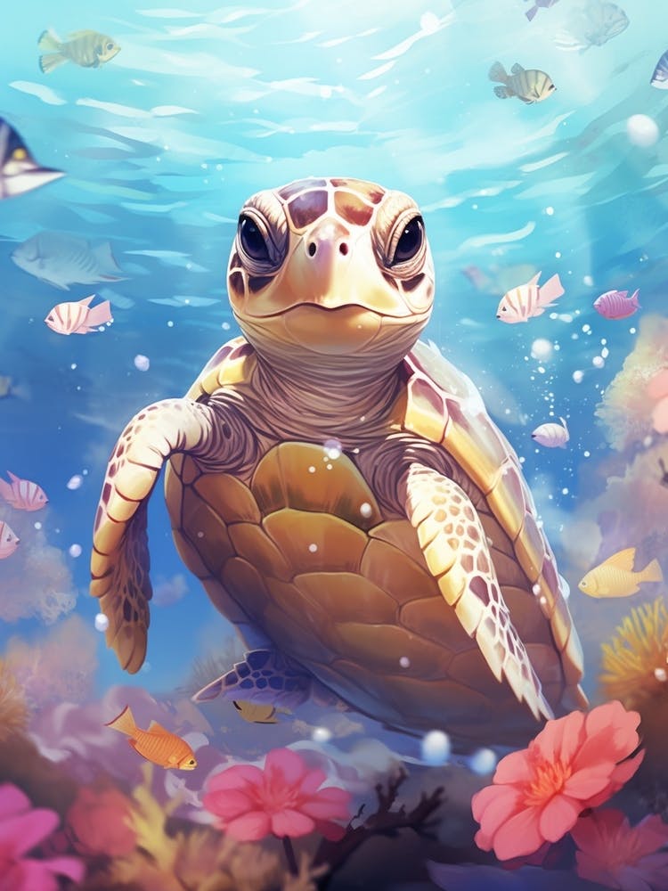 Curious Hawksbill Turtle