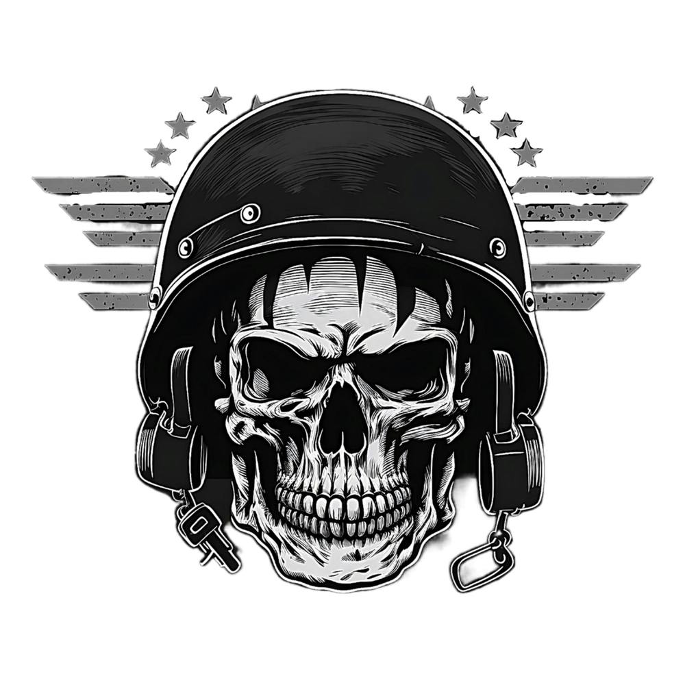 Military Skull Tattoo Line Art