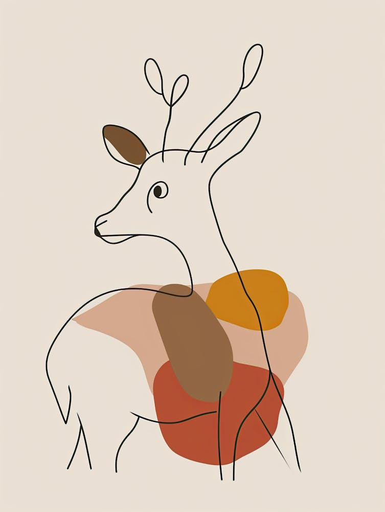 Deer - Boho, Line Art 14