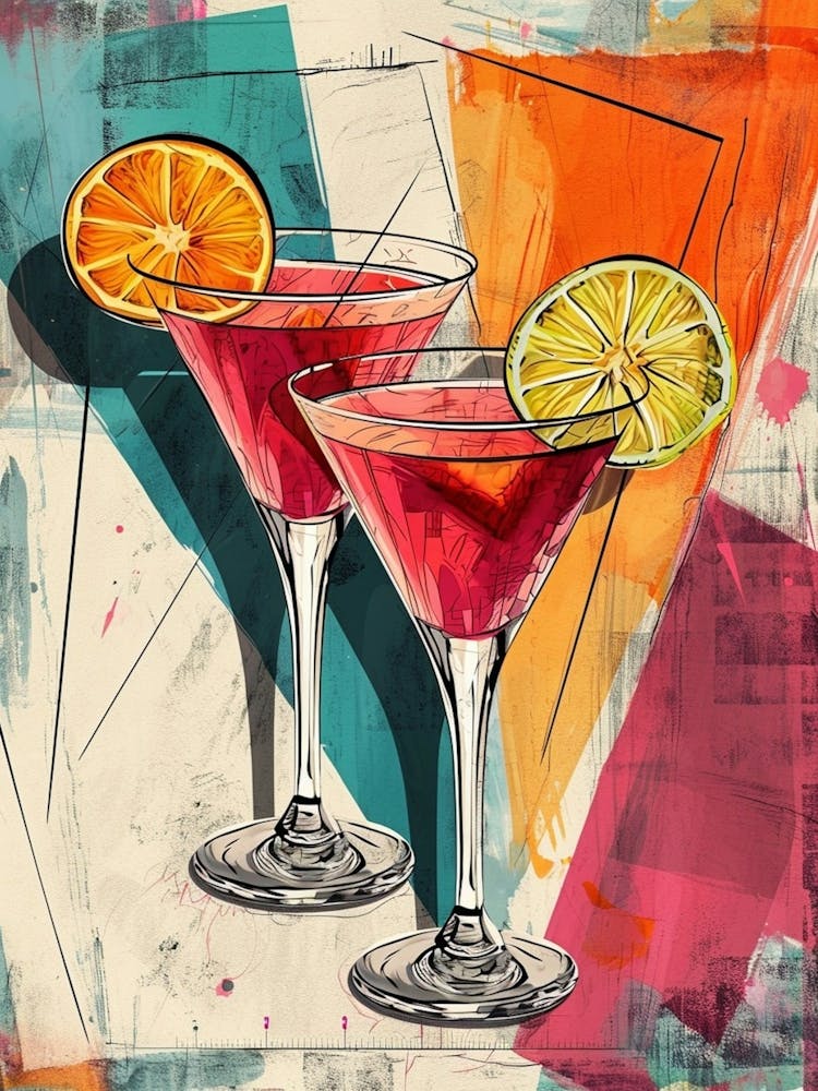 Geometric Cocktails Watercolour