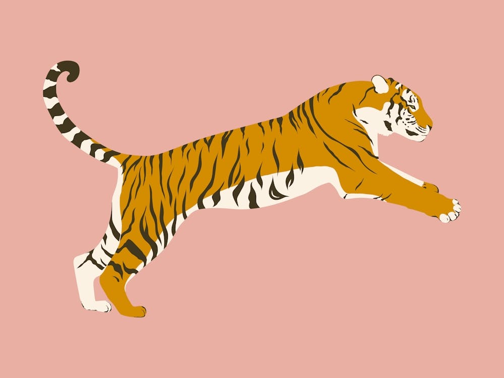 Leaping Tiger - Pink