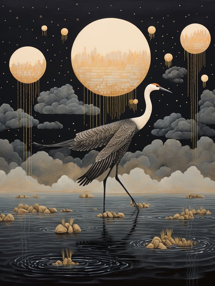 Ostrich 3 Gold Detail Painting