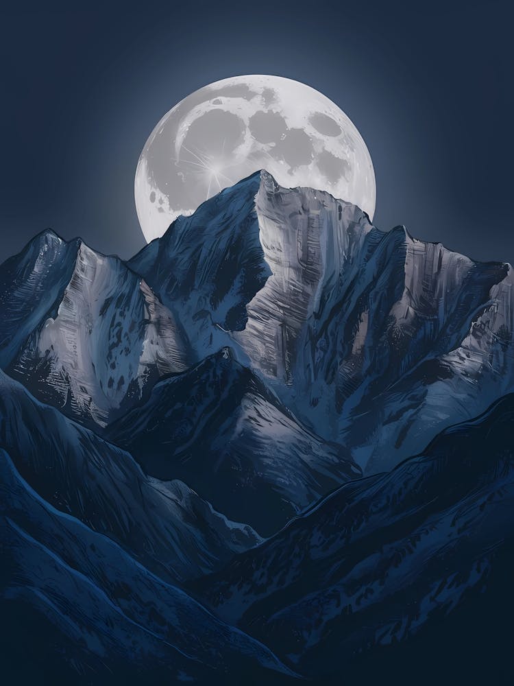 Full Moon Over Mountains