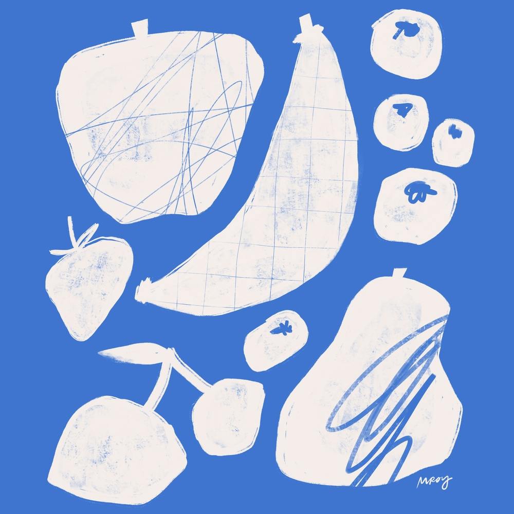 Abstract Fruit Blue Square