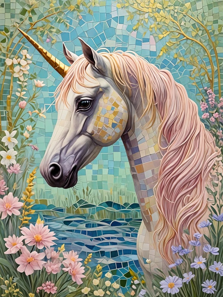 Mosaic Floral Unicorn