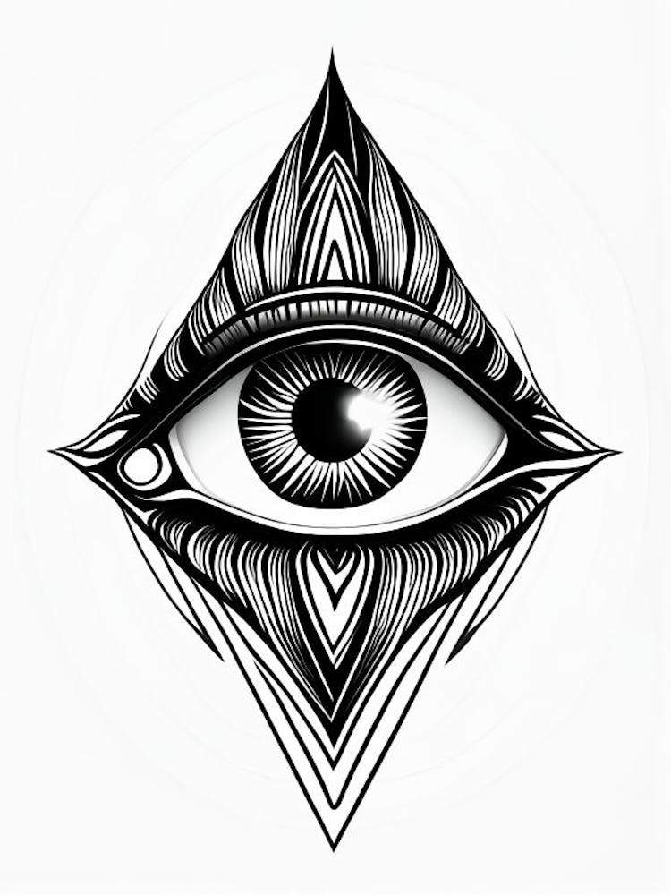 Connection, Symbol, Third Eye Simple Black & White Illustration 1