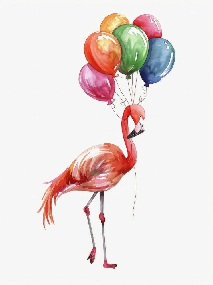 Flamingo With Balloons 1